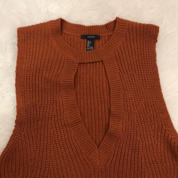 NWOT FOR EVER 21  Sz L tunic cable knit vest - Picture 2 of 3